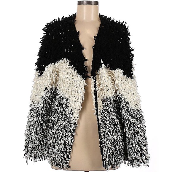 πSTUNNINGπ Bogo Chic Shaggy Colorblock Loop Knit Knit Cardigan - Picture 9 of 11